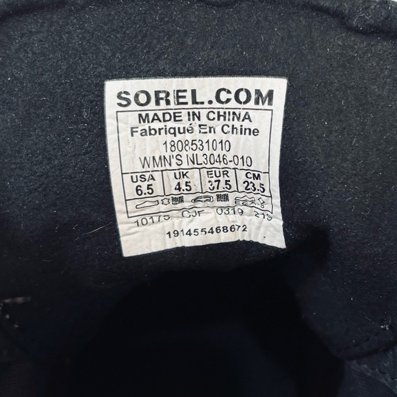 Sorel Lexie Waterproof Black Leather Wedge Heel Lace Up Boots women's 6.5 - Picture 14 of 16